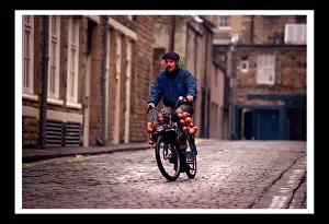 Core69 Prints: Trevor Walls May 1999 riding a Velo Solex motorcycle