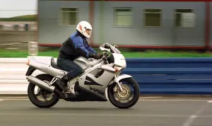 Trevor Walls riding Honda VFR 750cc motorbike August 1997