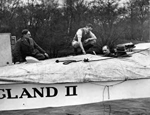 Northern Ireland Prints: Trials of Miss England II. Kaye Don in the motor-boat Miss England II, with Mr R E Garner