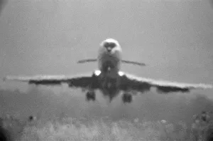 Three of Four - A Trident jet at Heathrow Airport takes off in the high heat of