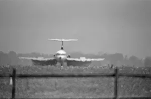 A Trident jet LANDS on the runway at Heathrow Airport takes off in the high heat of