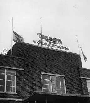 Images Dated 1st December 1973: TRIUMPH 2 PICKETS FLY FLAGS AT HALF MAST, , , TO SHOW THAT TRIUMPH IS NOT DEAD YET