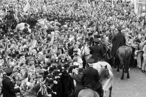A triumphant Chelsea FC, return home after winning 1971 European Cup Winners