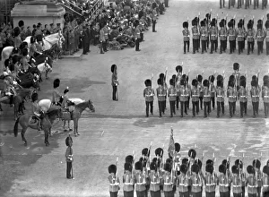 Monarchy Prints: Trooping the Colour June 1951 Queen Elizabeth taking march past