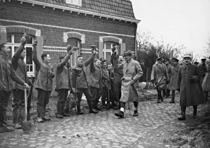 British B Prints: Troops cheer Prime Minister Neville Chamberlain during a visit to the B. E