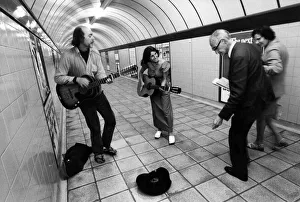 Tube Prints: The tube thumpers. Londons buskers'- itinerant street musicians - are