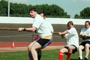 Tug of war during the annual sports day at Clairville Stadium for people with special