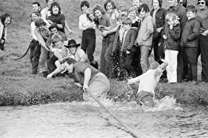 Tug of War Competition across the River Great Ouse aka Old West River in Stretham