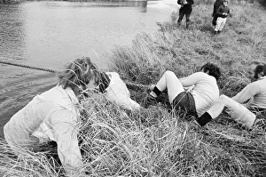 Tug of War Competition across the River Great Ouse aka Old West River in Stretham