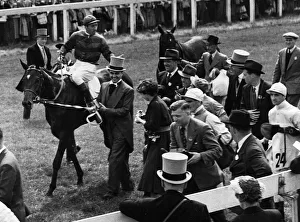 Epsom Prints: Tulyar with jockey C Smirke after winning the Epsom Derby - 1952 led by Aly Khan