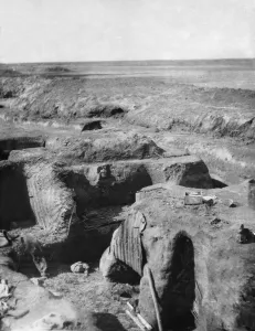 Battles And Campaigns Prints: Turkish trenches captured at Sannaiyat by the 7th Indian Division as they push towards