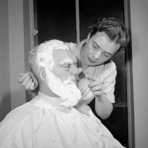 Room Prints: TV Make up artist seen transforming an actor in to Santa Claus for a television drama