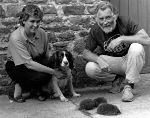 00491 Collection: TV naturalist David Bellamy (right) with Judith Foster and her dog Lady on 30th September