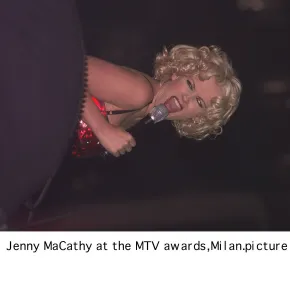 Tv Presenter Jenny MaCathy November 1998 hosting the MTV Europe music awards in