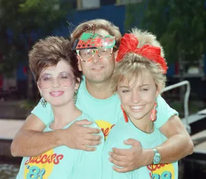 TV Presenters Timmy Mallett and Michaela Strachan with new TV-am weather girl Carol