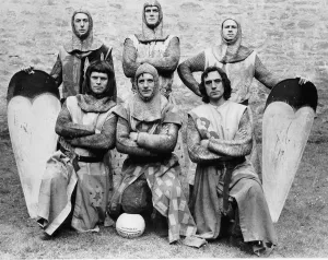 TV Progs Monty Pythons Flying Circus gang at Dounne Scotland John Cleese Eric Idle