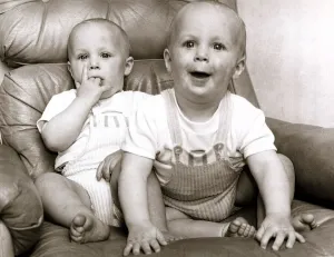 TV twins Matthew and Stuart Marlow who both play the same part in the BBC play Waifs