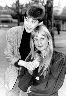 Twiggy model with 15 year old Joe Geary who plays Charlie Chaplin Twiggy stars as