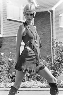 Hippy Collection: Twiggy, (real name Lesley Hornby) English model, seen in a Hippie gear outfit