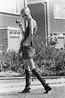 Hippy Collection: Twiggy, (real name Lesley Hornby) English model, seen in a Hippy gear outfit