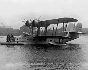Propellor Prints: A twin engined RAF Supermarine Stranraer (K3973) flying boat lying in the River Wear