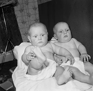 00395 Prints: Twins Ian and Robert Kearns who both weighed eight pounds two ounces when they were born