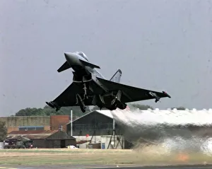 Air Shows Prints: Typhoon Eurofighter taking off at Farnborough Air Show. 7th September 1998