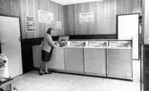 Laundress Prints: A typical laundry in January 1970. Gaywash (Newcastle) Ltd. in Sunderland