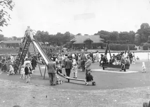 Slide Prints: A typical scene in Exhibition Park, Newcastle of children playing