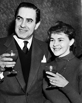 Ties Prints: Tyrone Power actor with actress Dorothy Bromiley February 1956