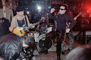 U2 filming the video for their single Even Better Than the Real Thing