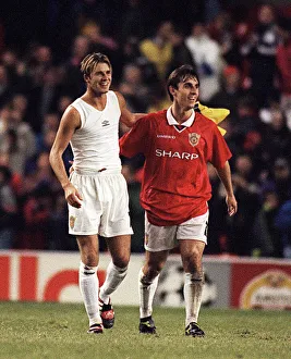 Two People Prints: UEFA Champions League First Round Group D match at Old Trafford