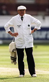 Umpire Prints: Umpire Dickie Bird is not amused as the crowd do a Mexican wave during the second test