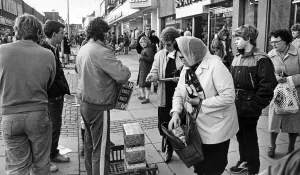 Stalls Prints: Unauthorised traders at work at Birkenheads Grange Road Shopping Precinct