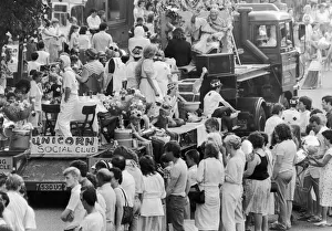 The Unicorn Social Club float seen here in Coventry Carnivals 1986 procession