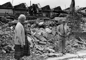 Demolition Prints: Union Official Albert Burton and Freda Holmes visit their old workplace