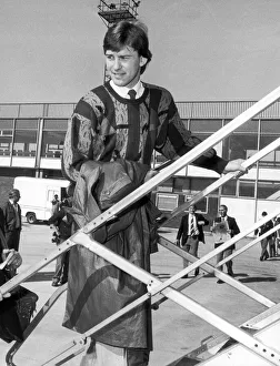 United captain Bryan Robson at the airport as Manchester United head to Turin for