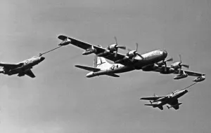 Formation Prints: A United States Air Force KB50 tanker refuelling F100 and F101 fighter planes during a