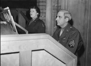 The United States Army Church team conduct afternoon service at Balham Congregational