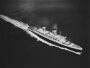 Ocean Prints: The United States Ocean Liner entering service at speed between Capla Hague