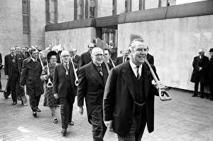 Unusual / Men / Marching: Garden Spades'on parade in the city
