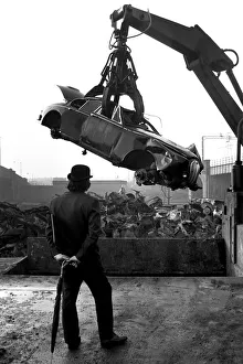 00048 Prints: Unusual / Suit / Bowler Hat: Man Scraps Jaguar Car: On the other hand, Sales Director Mr