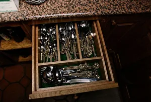 Uri Geller Drawer in his kitchen full of Gold and Silver Cutlery dbase