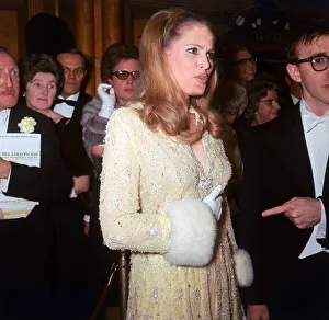 Worried Prints: Ursula Andress and Woody Allen at the Royal premiere of the film Born Free March