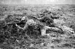 Camouflage Prints: U.s Facility Visit. U. S. Army Air Force camouflage school Men in carefully camouflaged