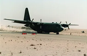 USAF MAC (Military Airlift Command) C130 Hercules Nov 1990 commencing its take off run