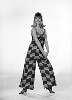 Uschie Bernell modelling beach dress / trouser in Reveille Studios 1965
