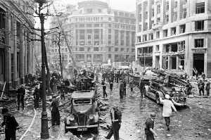 Blitzkreig Prints: V1 (Robotplane) falls outside Bush House and Air Ministry, 30th June 1944