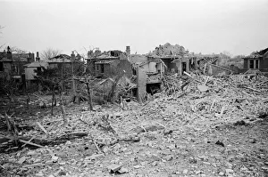 V2 Rocket incident near Herbert Road, Woolwich. OPS Flattened houses