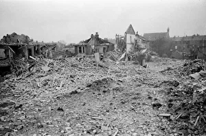 V2 Rocket incident near Herbert Road, Woolwich. OPS Flattened houses